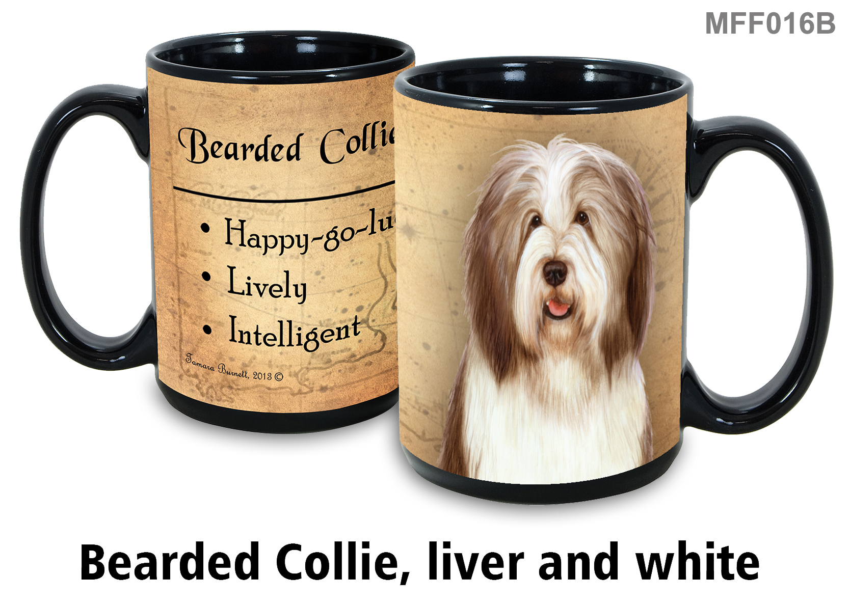 An image of product 20518 Bearded Collie (Dark Liver & White) - My Faithful Friends Mug 15 oz
