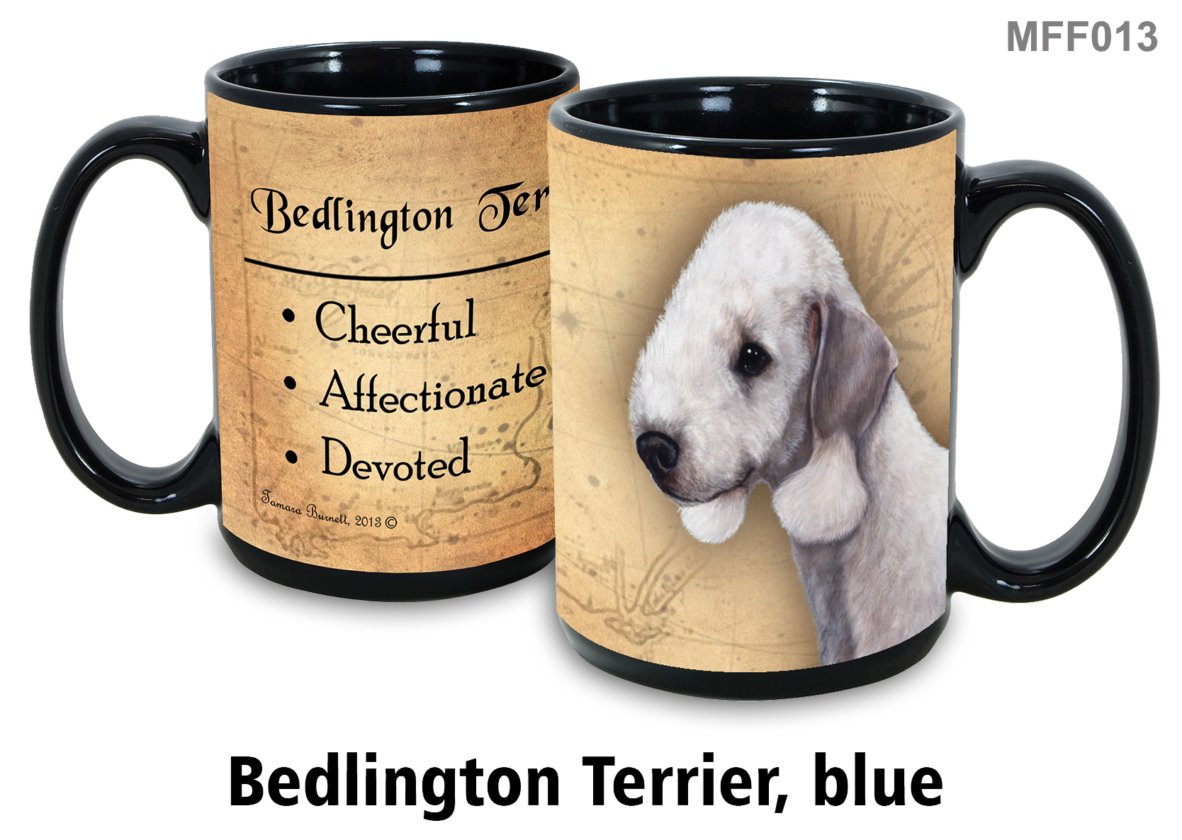 An image of product 20519 Bedlington Terrier (Blue) - My Faithful Friends Mug 15 oz