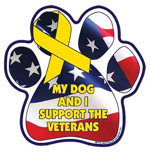 My Dog And I Support The Veterans - Military Paw Magnet Image