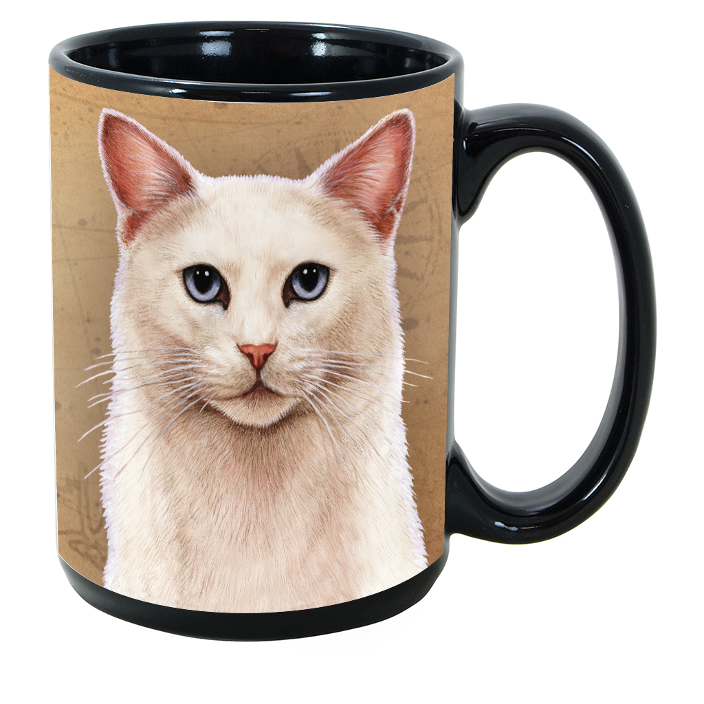 White (Blue Eyes) Cat - My Faithful Friends Mug 15 oz Image