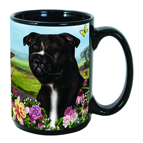 Staffordshire Bull Terrier Black & White - Garden Party Fun Mug 15 oz image sized 500 x 500