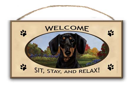Dachshund (Black & Tan) - Welcome Sign image sized 450 x 294